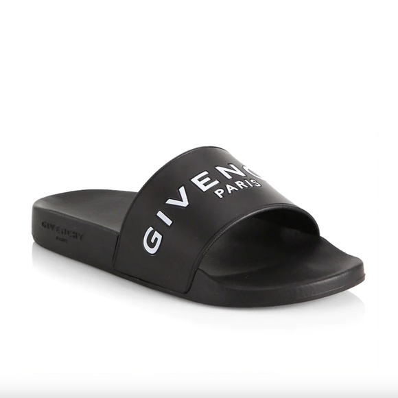 Givenchy Shoes - Black Givenchy Logo Pool Slides